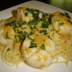 Pasta with Scallops and Lemon Butter Mustard Sauce recipe