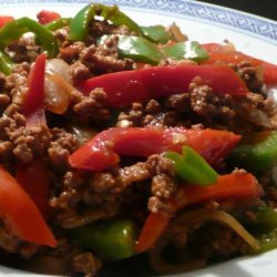Asian Ground Beef, Pepper and Onion Saute recipe