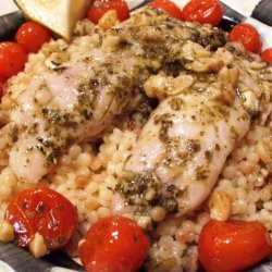 Oven Roasted Tilapia With Tomatoes, Pesto and Lemon recipe