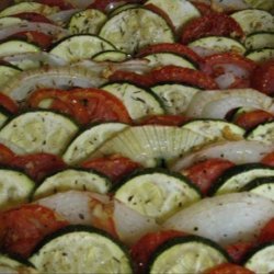 Roasted Tomatoes Onions and Zucchini recipe