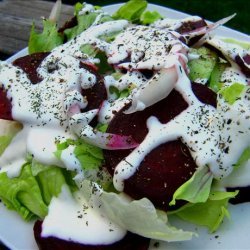 Roasted Beet Salad With Horseradish Cream Dressing recipe