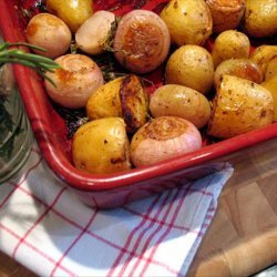 Whole Roasted Shallots and Potatoes With Rosemary recipe