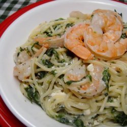 Mediterranean Fettuccine With Shrimp and Spinach recipe