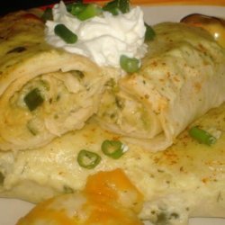 Roasted Poblano and Chicken Enchiladas With Sour Cream Sauce recipe
