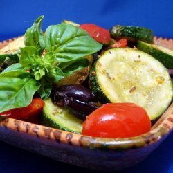Sauteed Zucchini, Cherry Tomatoes, Olives and Basil recipe