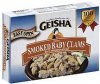 Geisha baby clams fancy, smoked, in cottonseed oil Calories