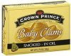 Crown Prince baby clams smoked, in oil Calories