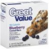 Great Value cereal bars 90 calorie, blueberry Calories