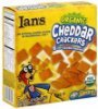 Ians crackers organic, cheddar Calories