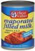Clear Value evaporated filled milk Calories