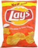 Lays flavored potato chips cheddar sour cream, pre-priced Calories