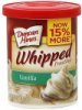 Duncan Hines frosting whipped, vanilla Calories