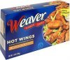 Weaver	 glazed chicken wing sections hot wings, buffalo style Calories