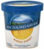 New Zealand Natural ice sherbet flavored, mango sorbet Calories
