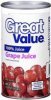 Great Value juice 100% grape Calories