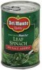 Del Monte leaf spinach no salt added Calories