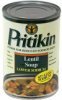 Pritikin lentil soup soup, lentil, lower sodium Calories