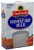Our Family nonfat dry milk instant Calories