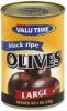 Valu Time olives black ripe, large Calories
