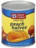 Clear Value peach halves yellow cling, in light syrup Calories