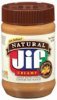 Jif peanut butter spread natural, creamy Calories