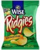 Wise potato chips ridged, ridgies, sour cream & onion Calories