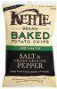 Kettle Brand potato chips salt fresh ground pepper baked Calories
