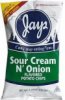 Jays potato chips sour cream n' onion Calories