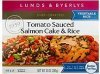 Lunds & Byerlys salmon cake & rice, tomato sauced Calories