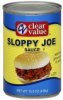 Clear Value sauce sloppy joe Calories
