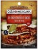 Casa Mexicana seasoning mix authentic, chicken chipotle tacos, hot Calories