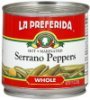 La Preferida serrano peppers marinated, whole, hot Calories