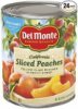 Del Monte sliced yellow cling peaches in heavy syrup Calories