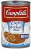 Campbells soup condensed, light, vegetable orzo Calories