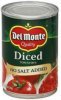 Del Monte tomatoes diced, no salt added Calories