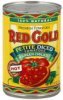 Red Gold tomatoes premium, petite diced with green chilies, hot Calories