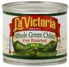 La Victoria whole green chiles fire roasted mild Calories