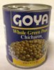 Goya whole green peas Calories