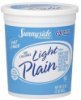 Sunnyside Farms yogurt nonfat, light, plain Calories