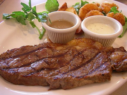 beef, grass-fed, strip steaks, lean only usda Nutrition info