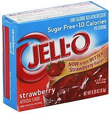 gelatin dessert low calorie, sugar free, strawberry flavor Jell-o Nutrition info