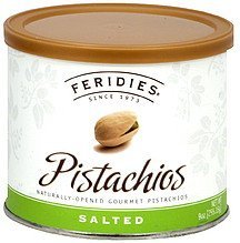 gourmet pistachios naturally opened, salted Feridies Nutrition info