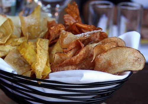 snacks, plantain chips, salted usda Nutrition info