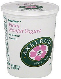 yogurt nonfat, plain Axelrod Nutrition info