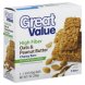 Great Value high fiber chewy oats and peanut butter bars Calories