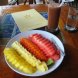 fruit salad, (pineapple and papaya and banana and guava), tropical, canned, heavy syrup, solids and liquids