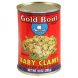 whole baby clams in water, salt added