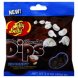 chocolate dips jelly beans covered in rich dark chocolate, coconut