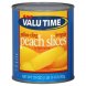 Valu Time peach slices yellow cling Calories