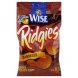 ridgies potato chips ridged, barbecue flavored